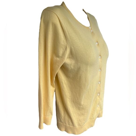 VTG 90s Y2K J. Crew Preppy Light Pale Yellow Women's Cardigan Sweater XL - Picture 2 of 7